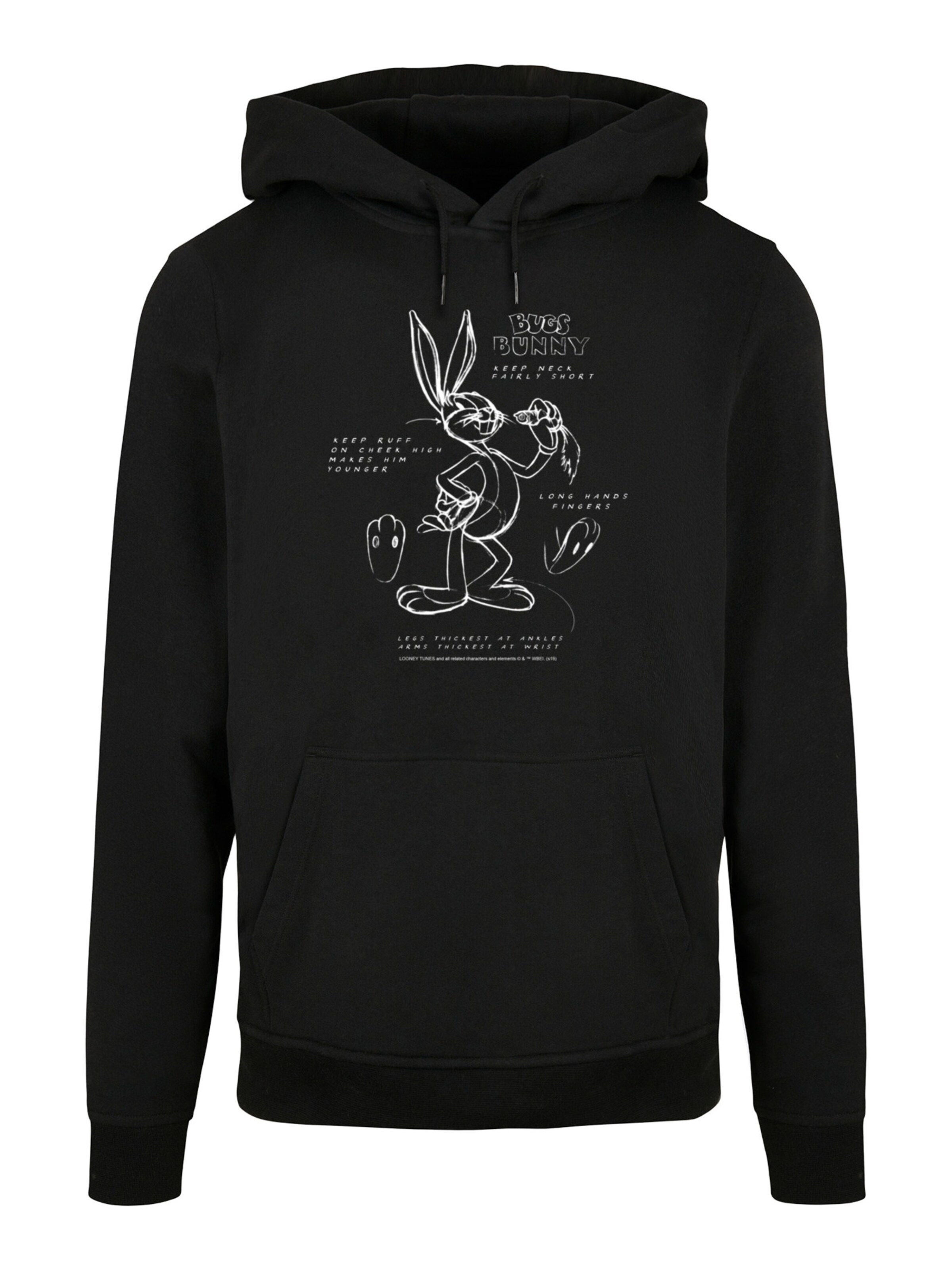 F4NT4STIC Sweatshirt 'Looney Tunes Bugs Bunny Drawing Instruction' in Black: front