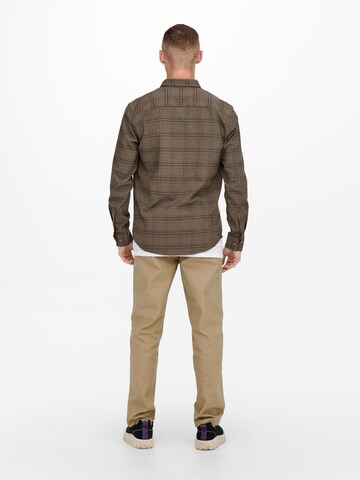 Coupe regular Chemise 'Tino' Only & Sons en marron