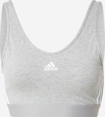 ADIDAS SPORTSWEAR Bustier Sport-BH 'Essentials 3-Stripes With Removable Pads' in Grau: predná strana