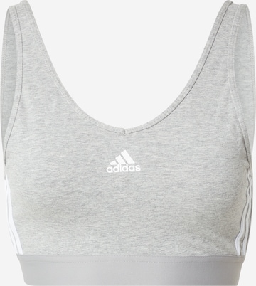 ADIDAS SPORTSWEAR Bustier Sports-BH 'Essentials 3-Stripes With Removable Pads' i grå: forside