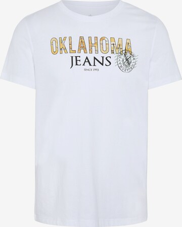 Oklahoma Jeans T-Shirt ' mit Label-Print im City-Map-Look ' in Weiß: predná strana