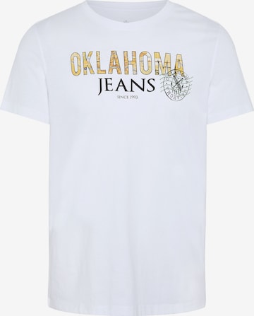 Oklahoma Jeans Shirt ' mit Label-Print im City-Map-Look ' in White: front