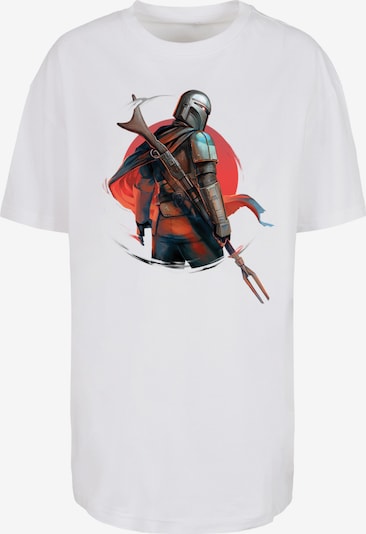 F4NT4STIC T-shirt oversize 'Star Wars The Mandalorian Blaster Rifles' en blanc, Vue avec produit