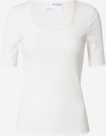 T-shirt 'ANNA' SELECTED FEMME en blanc : devant