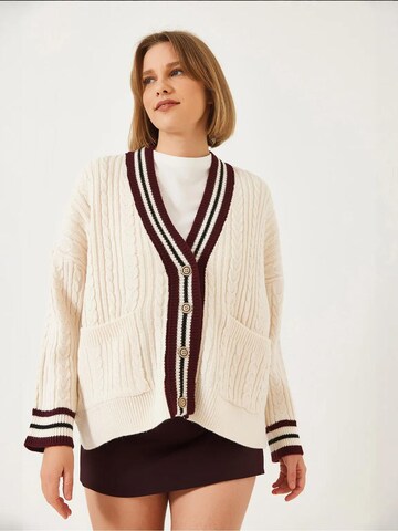 Bianco Lucci Knit Cardigan in Beige
