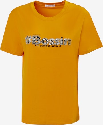 T-shirt 'Bossing' Influencer en orange : devant