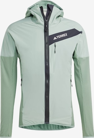 ADIDAS TERREX Athletic Fleece Jacket 'Techrock' in Green: front