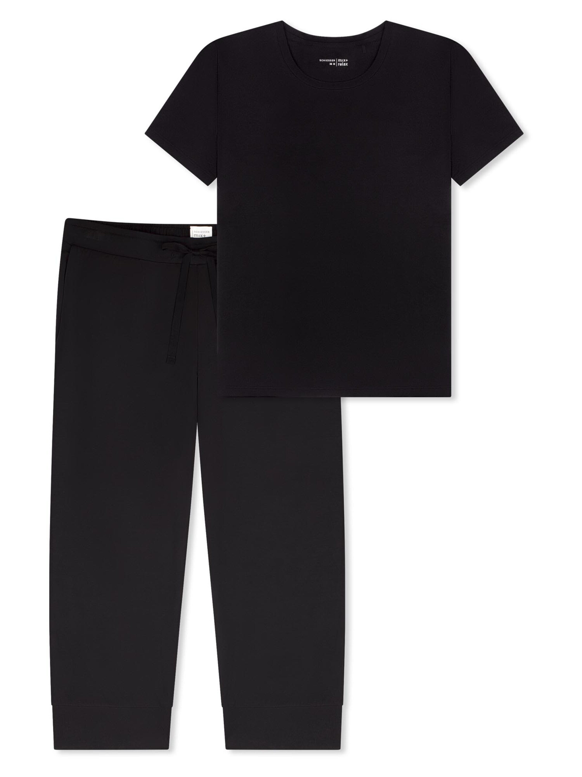 SCHIESSER Pyjama 'Mix & Relax' in Zwart: voorkant
