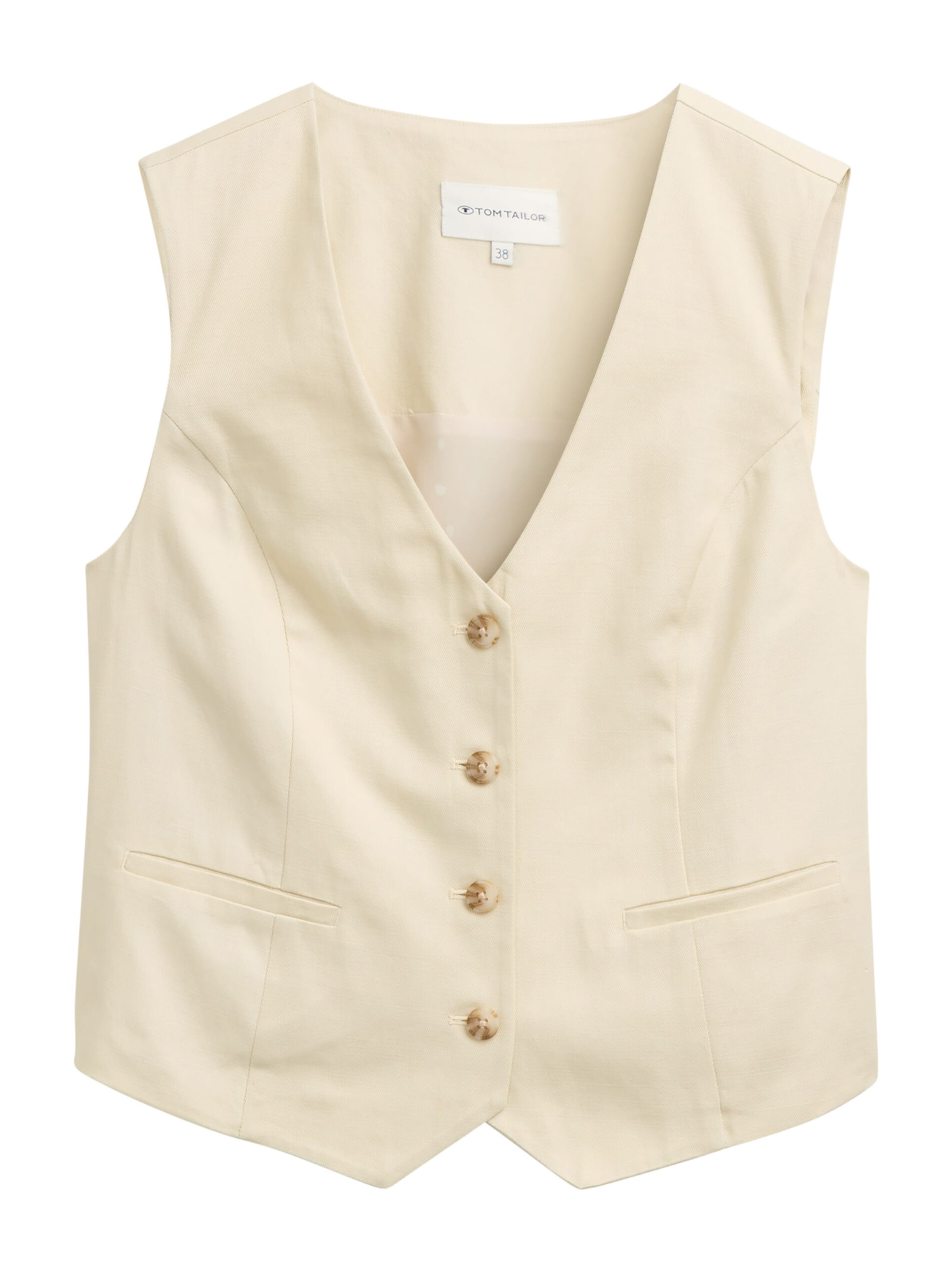 TOM TAILOR Vesta k obleku – béžová: přední strana