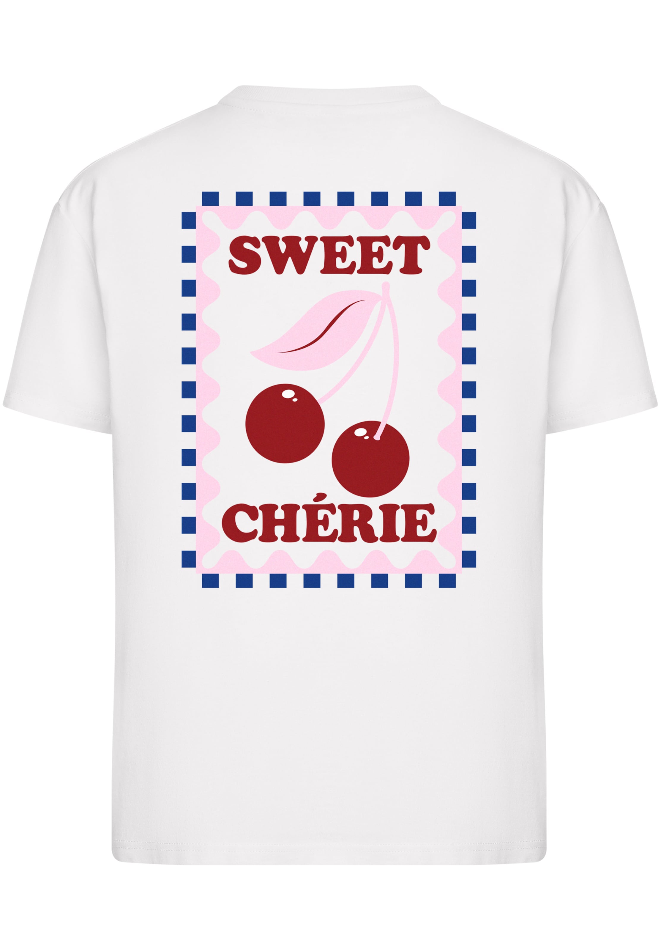 Miss Tee Tričko 'Sweet Cherie Stamp' – bílá: přední strana