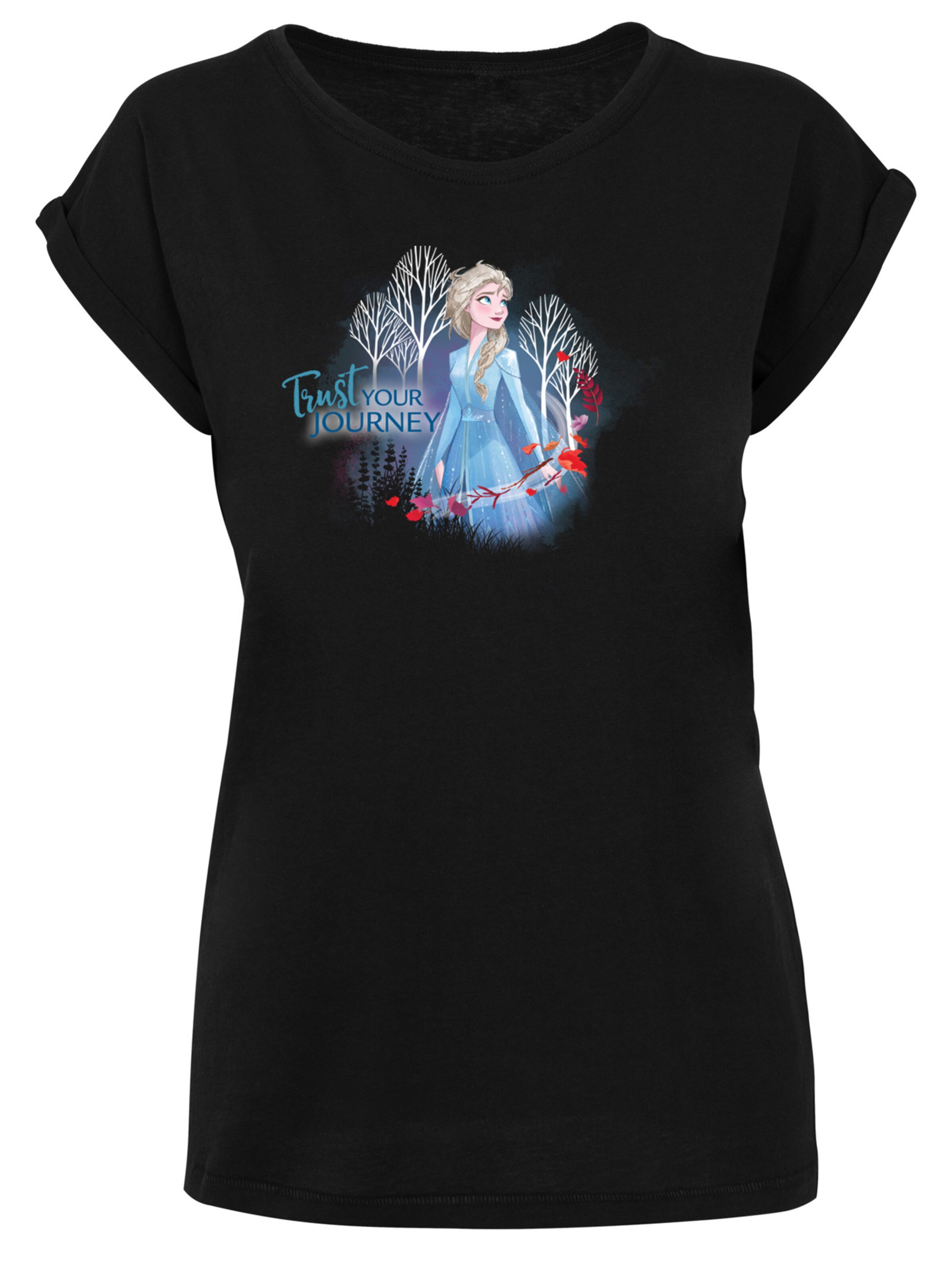 F4NT4STIC Shirt 'Disney Frozen 2 Trust Your Journey' in Zwart: voorkant