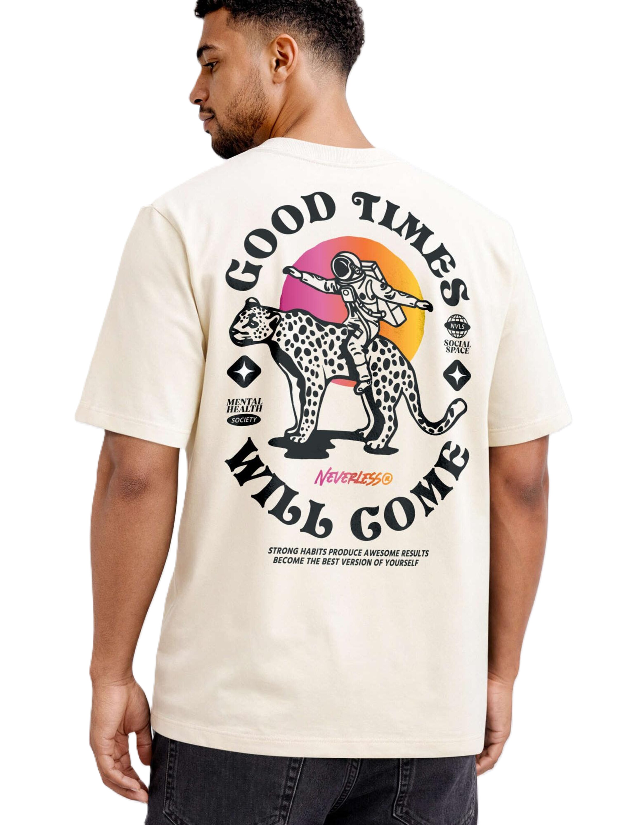 Neverless Shirt 'Good times' in Beige