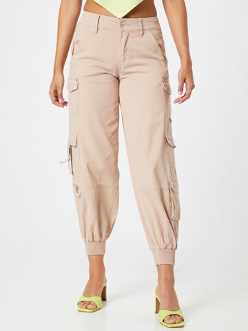 River Island Tapered Cargo trousers in Beige: front