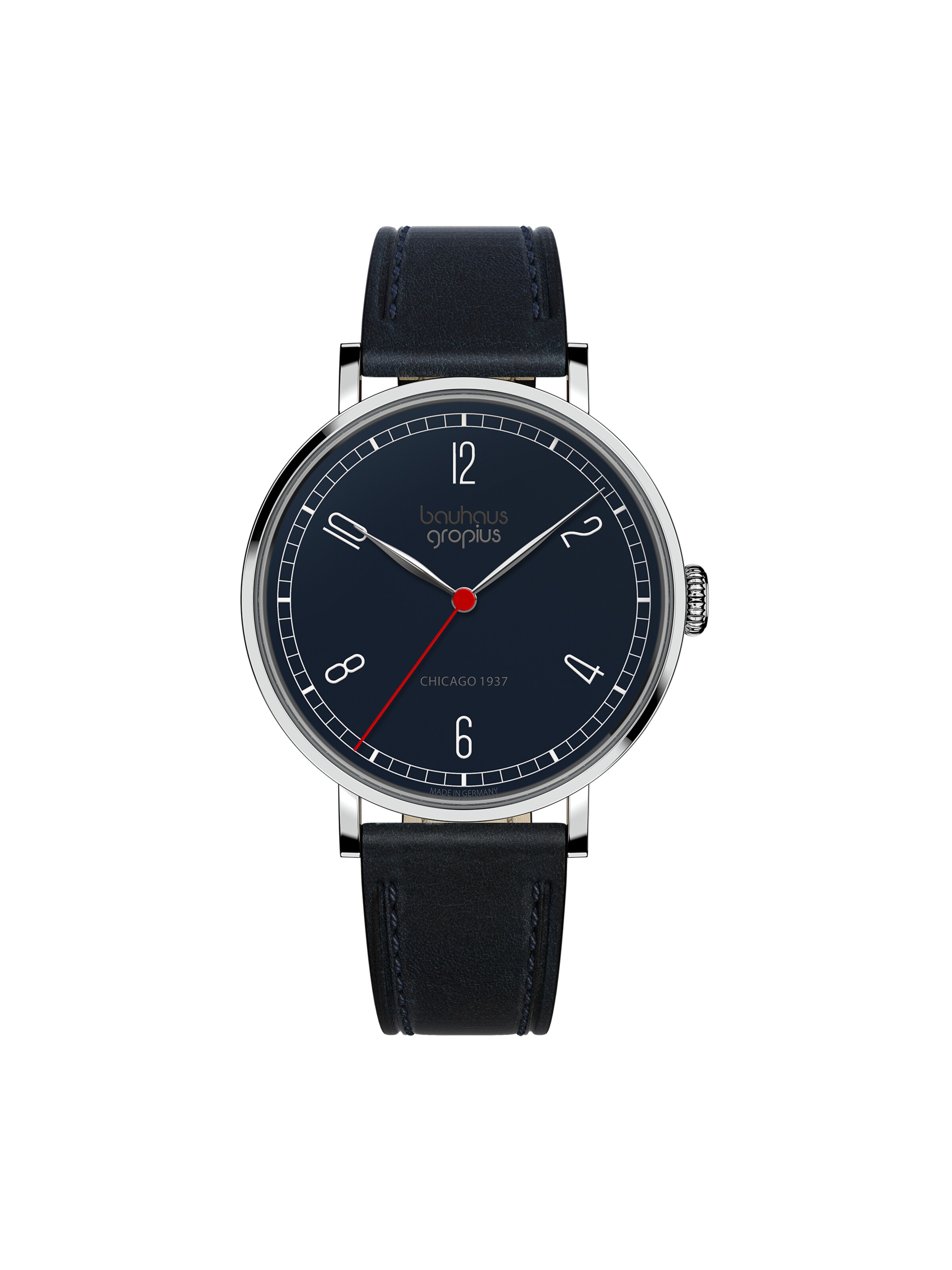 WALTER GROPIUS Analog Watch 'CHICAGO' in Blue: front