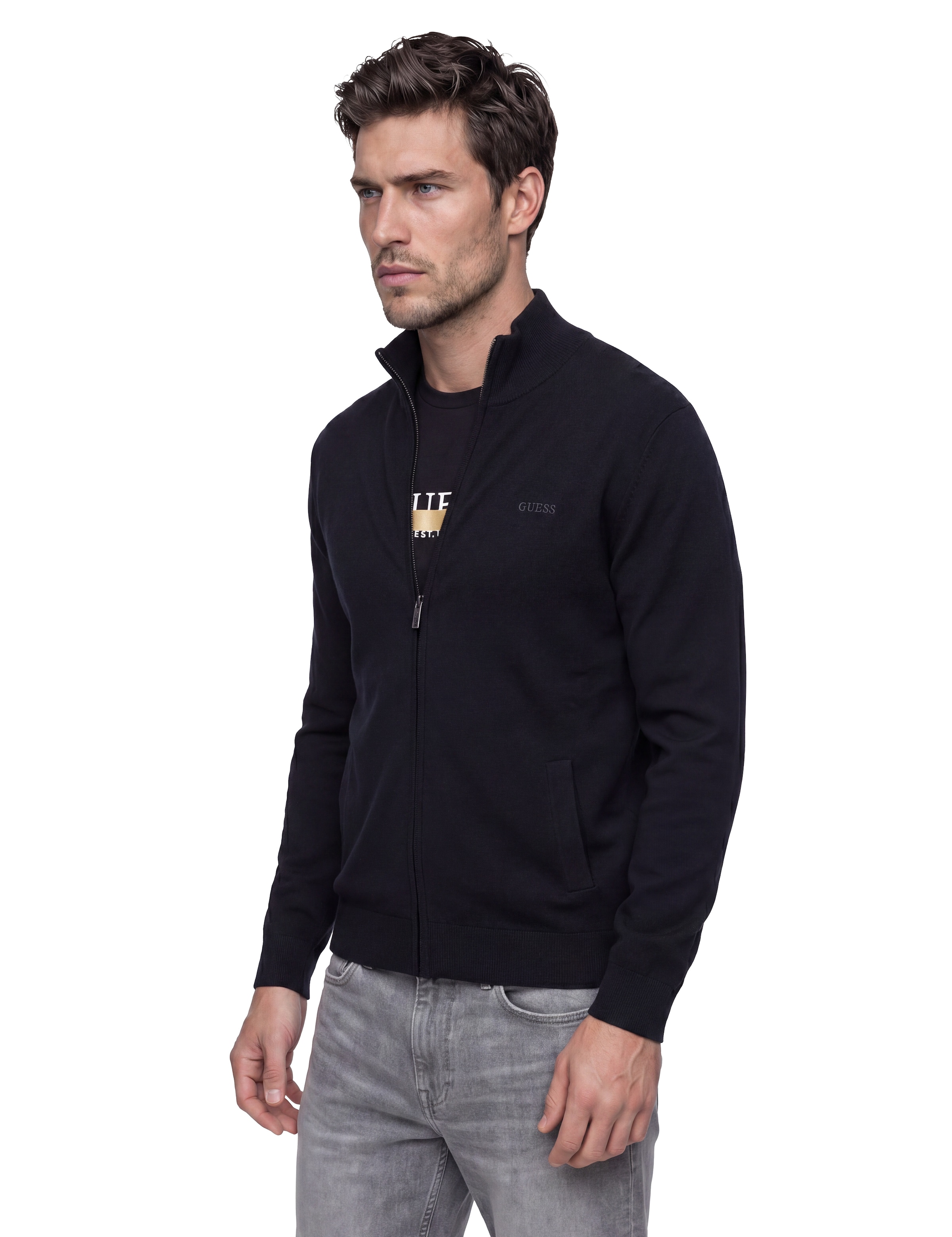 GUESS Strickjacke in Schwarz: Vorderseite