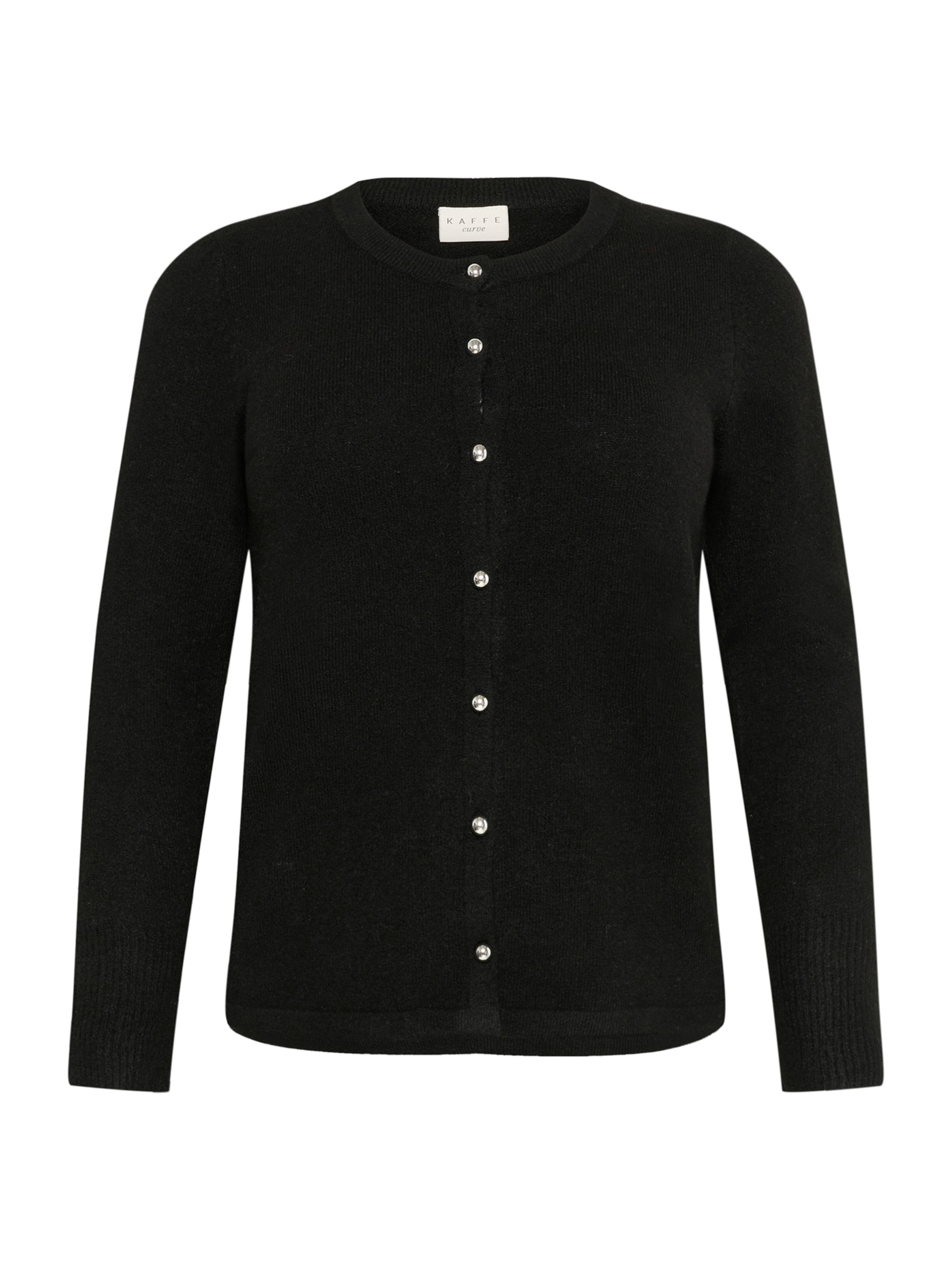 KAFFE CURVE Strickjacke 'KCNiela' in Schwarz: Vorderseite