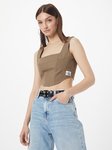 Calvin Klein Jeans Top in Brown: front
