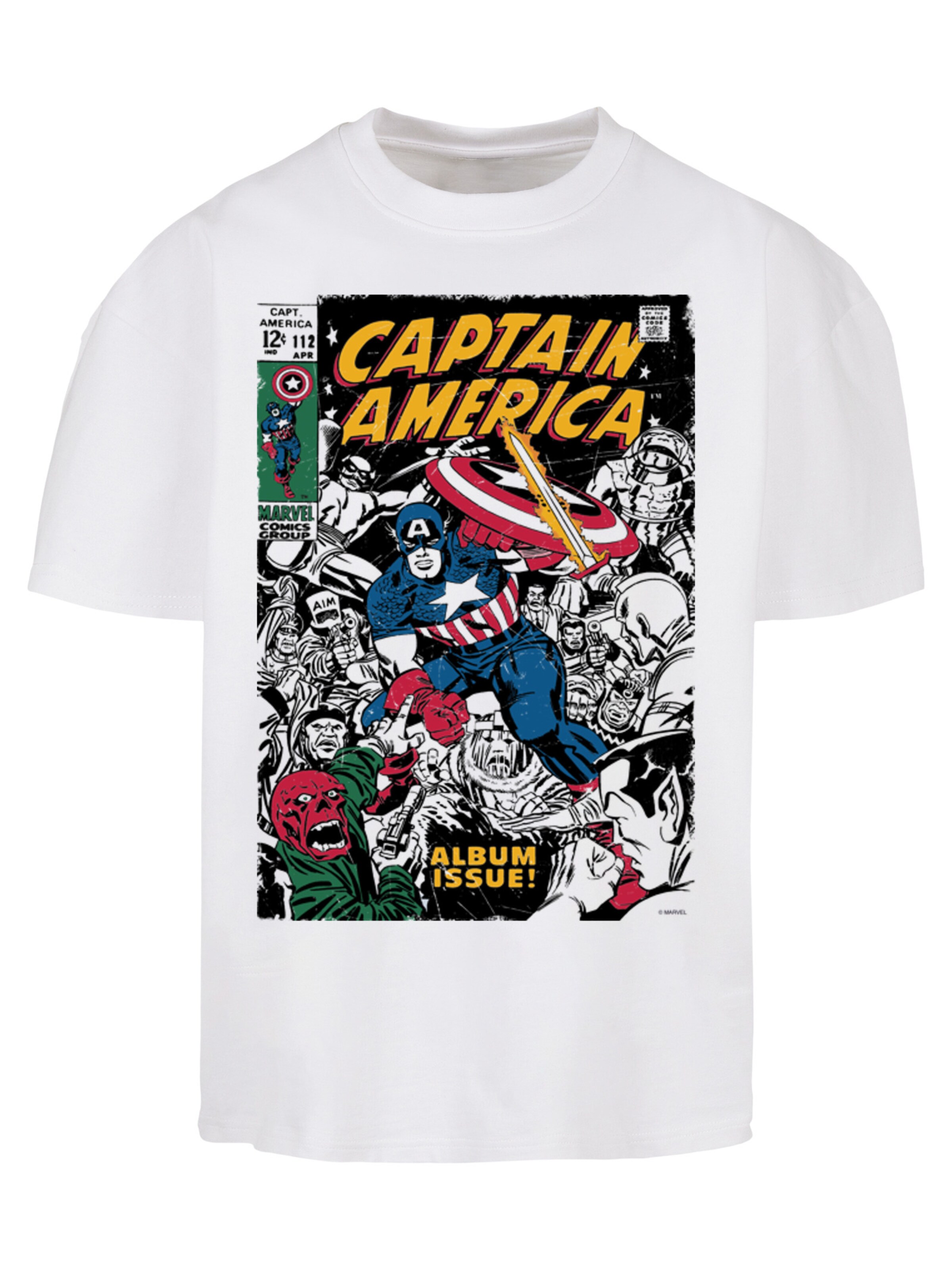 F4NT4STIC Shirt 'Marvel Captain America Album Issue Cover' in Wit: voorkant