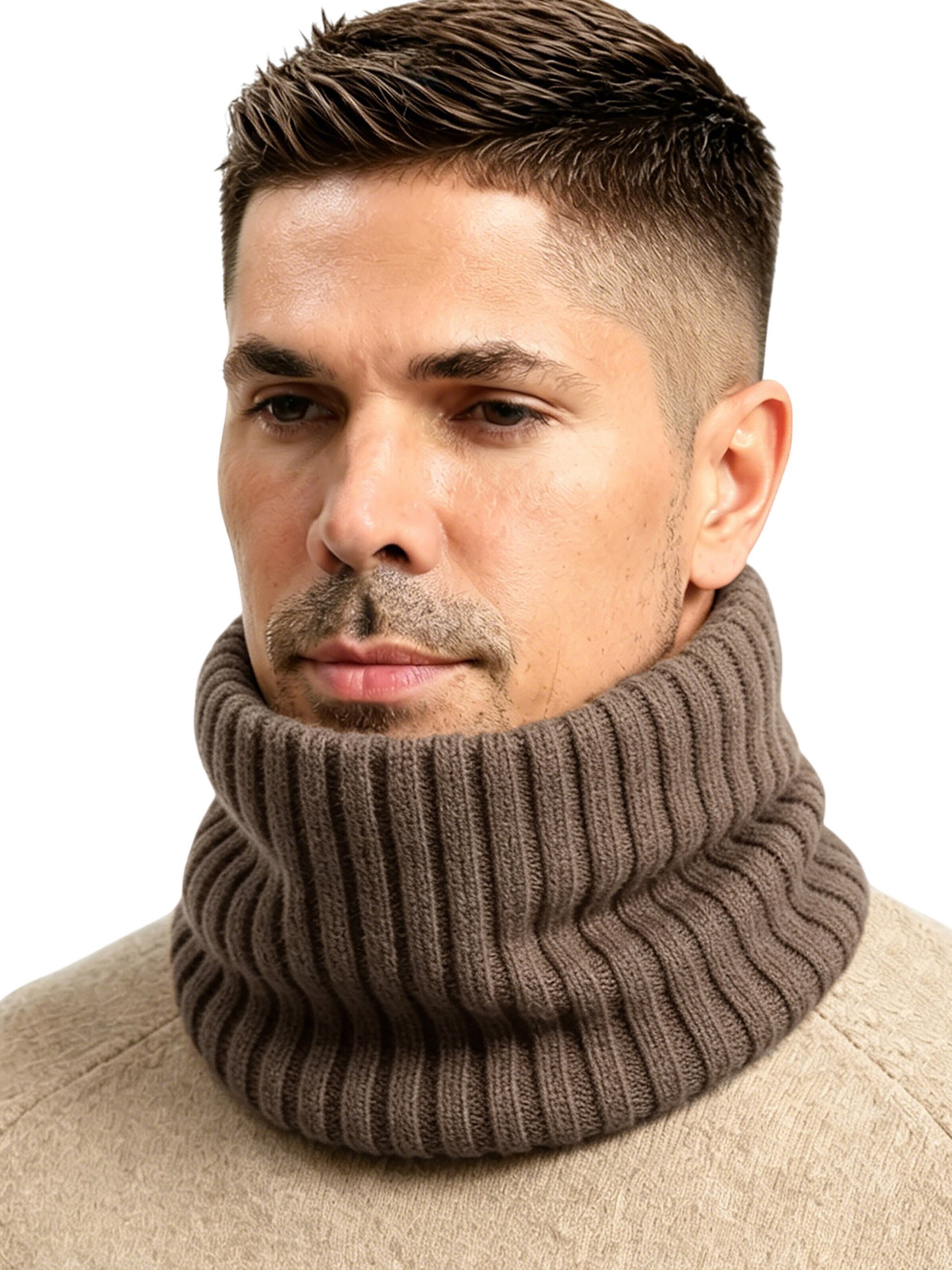 Magicshe Tube Scarf 'Kuscheliger Schlauchschal Winter mit Fleece-Innenfutter' in Brown: front