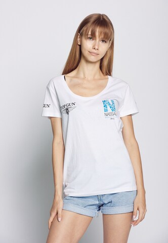 TOP GUN Shirt ' NB20116 ' in Wit: voorkant