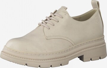 TAMARIS Veterschoen in Beige: voorkant