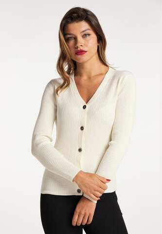 faina Knit Cardigan in White: front