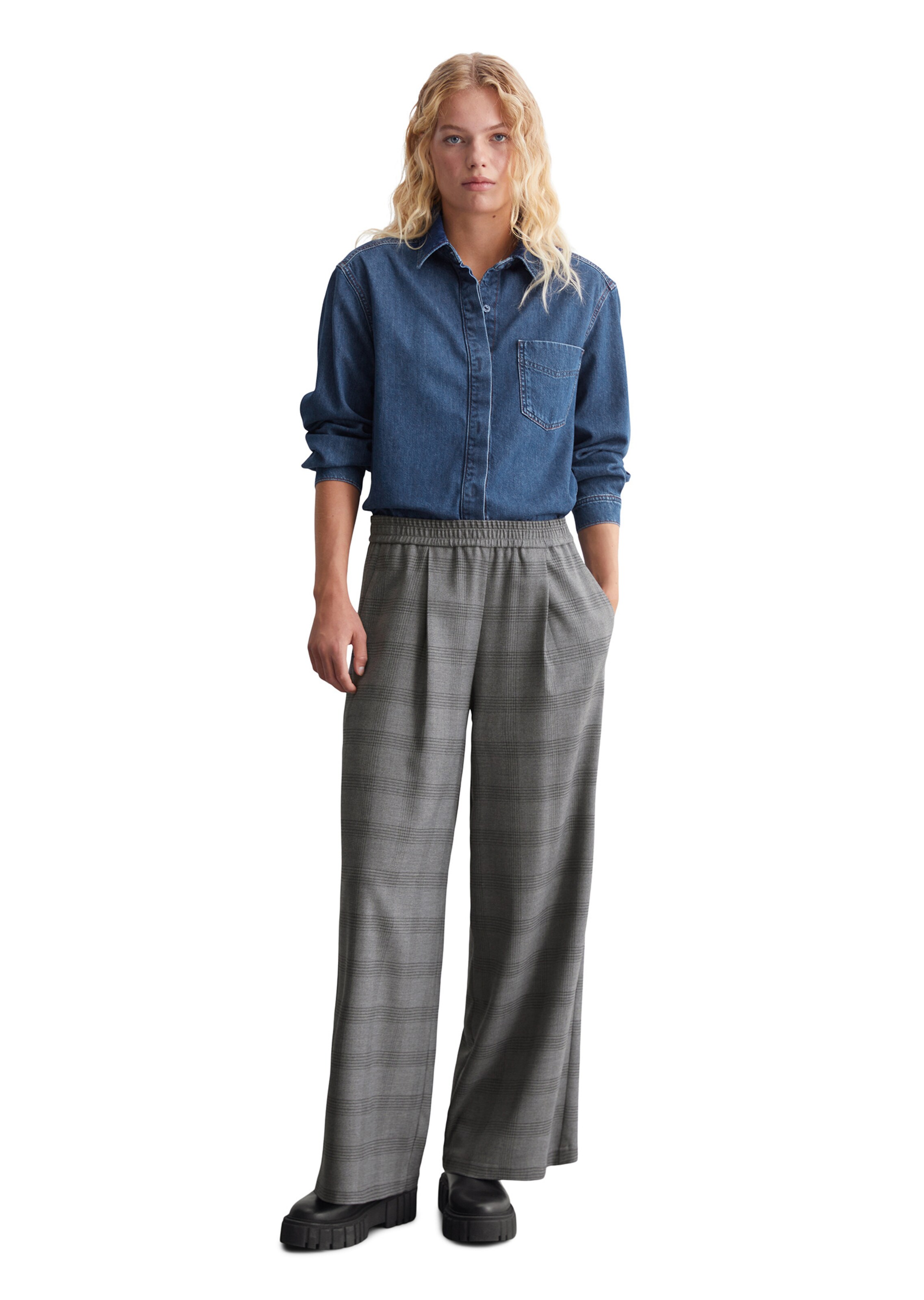 Wide Leg Pantalon à pince Marc O'Polo DENIM en gris