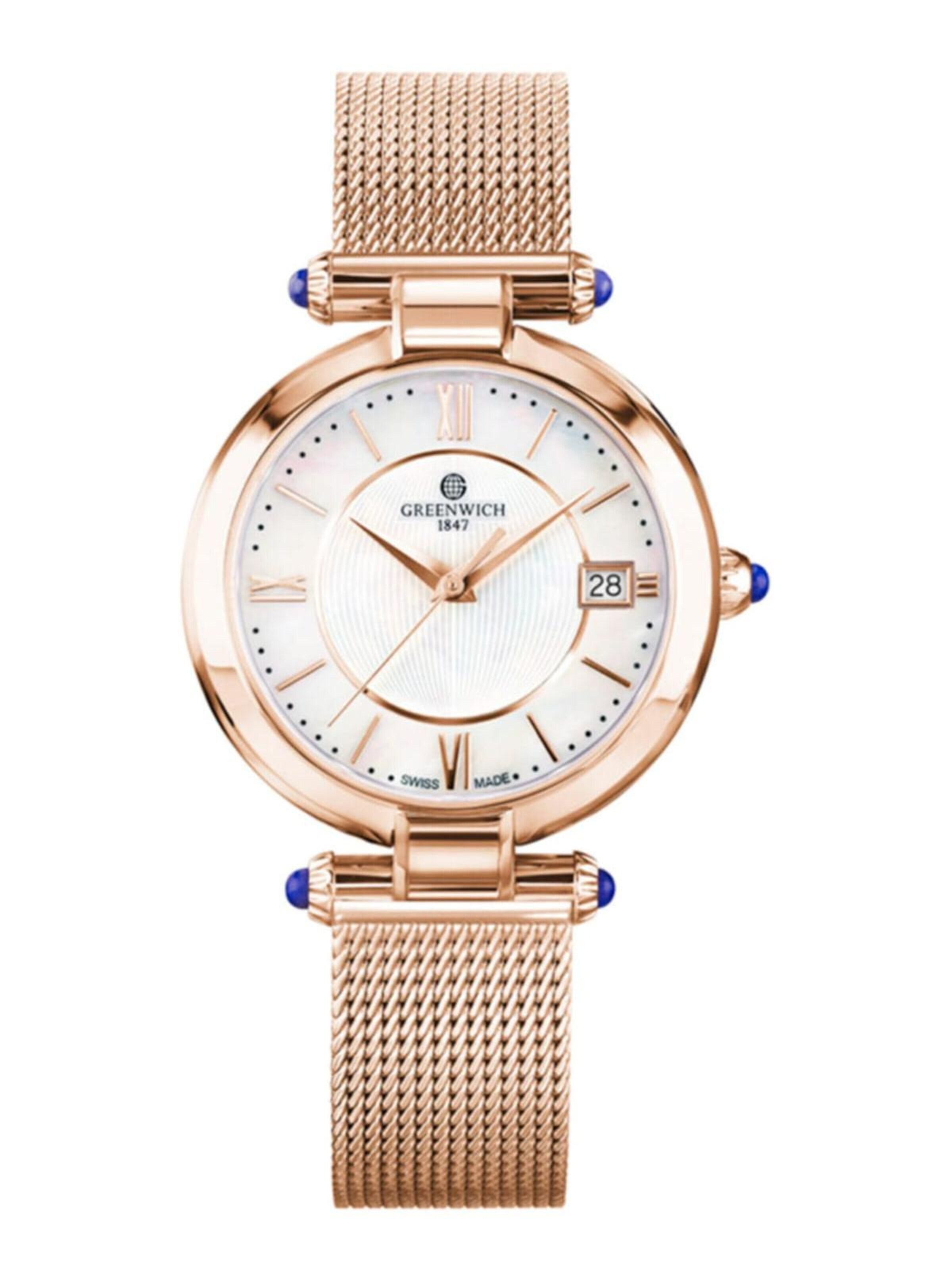 Orologio analogico di Greenwich in oro: frontale