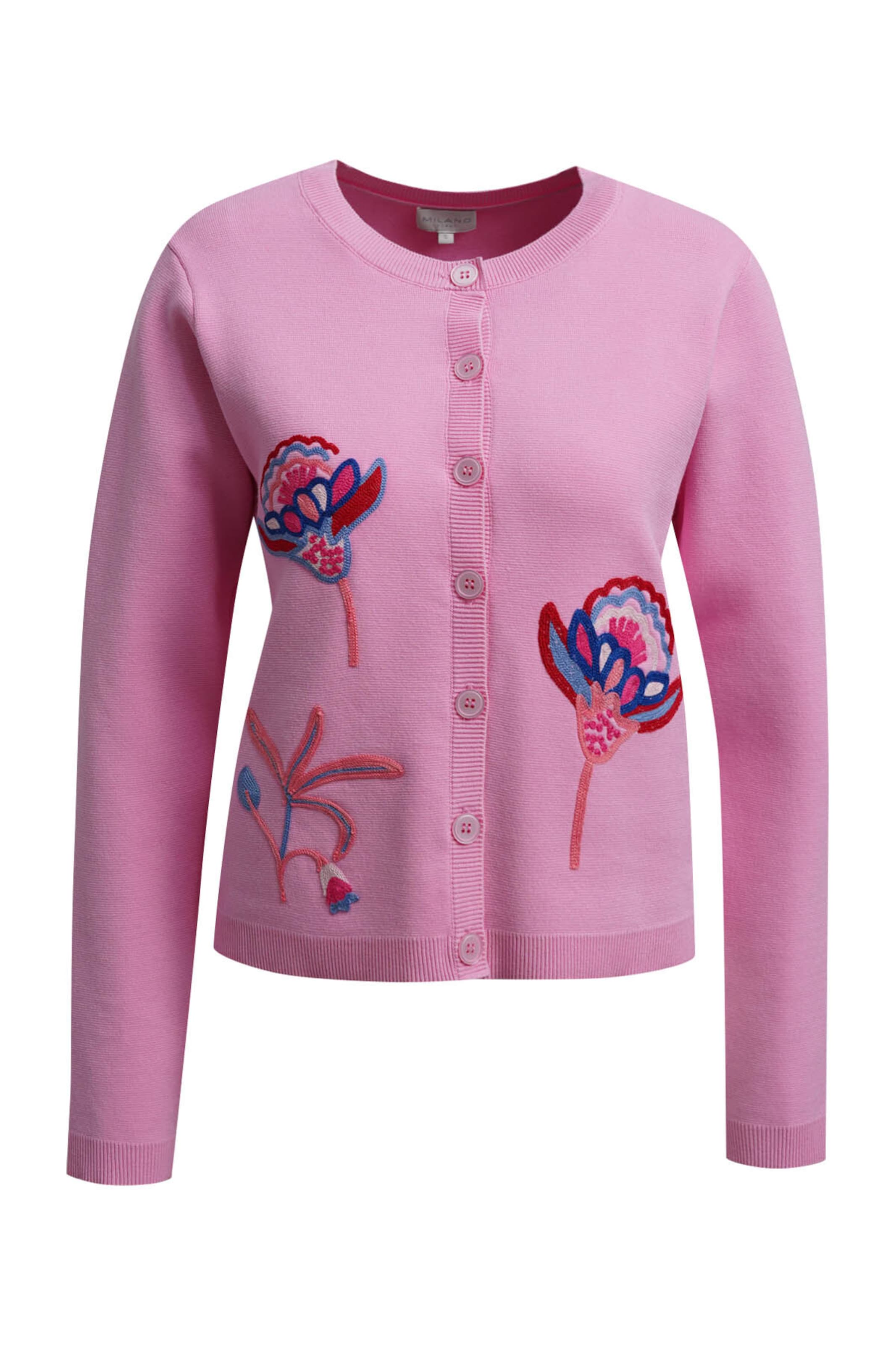 Milano Italy Knit Cardigan in Pink: front