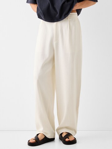 Bershka Wide Leg Hose in Weiß: Vorderseite