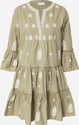 Flowers for Friends Shirt Dress in Beige: front