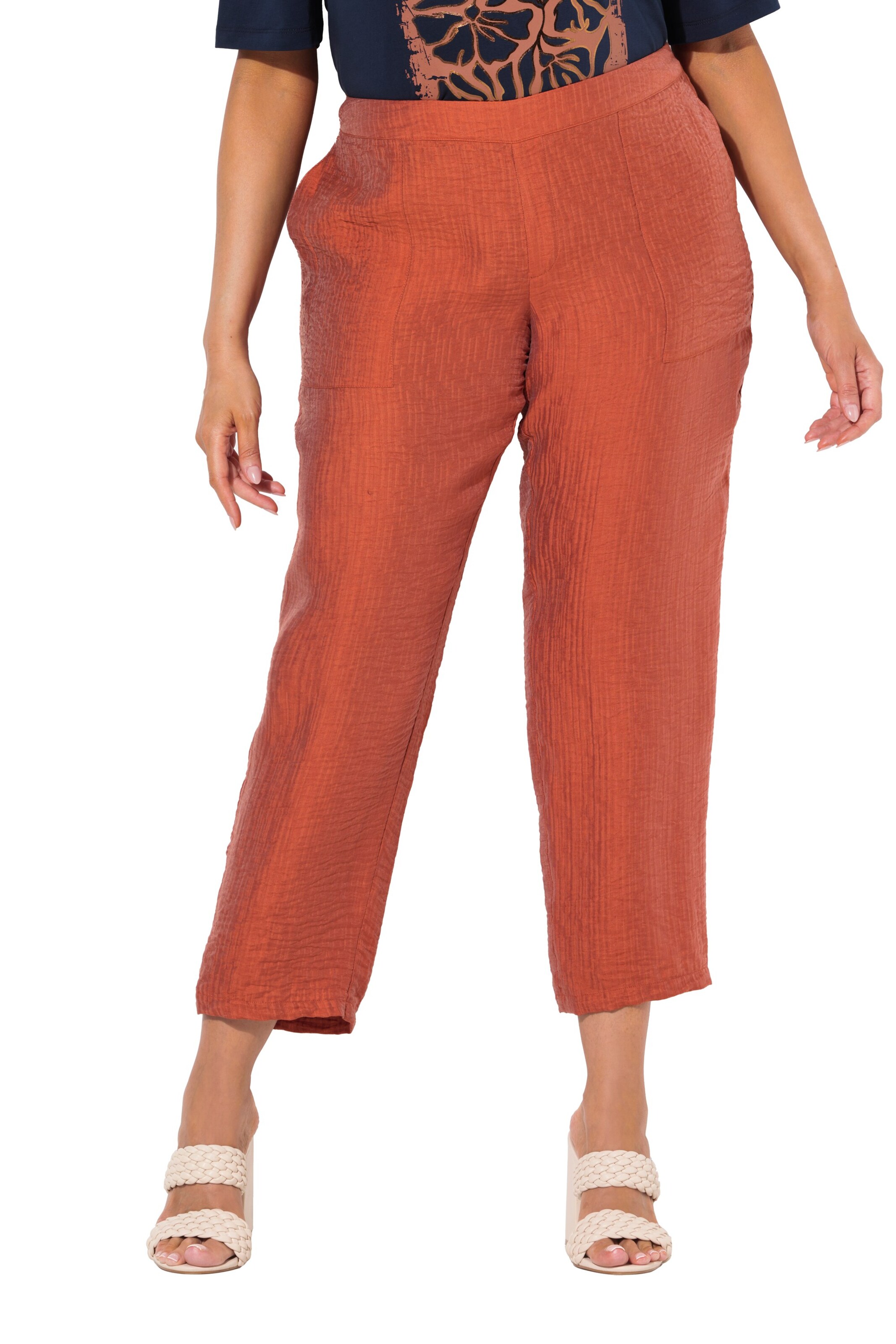 Ulla Popken Loosefit Hose in Braun: Vorderseite