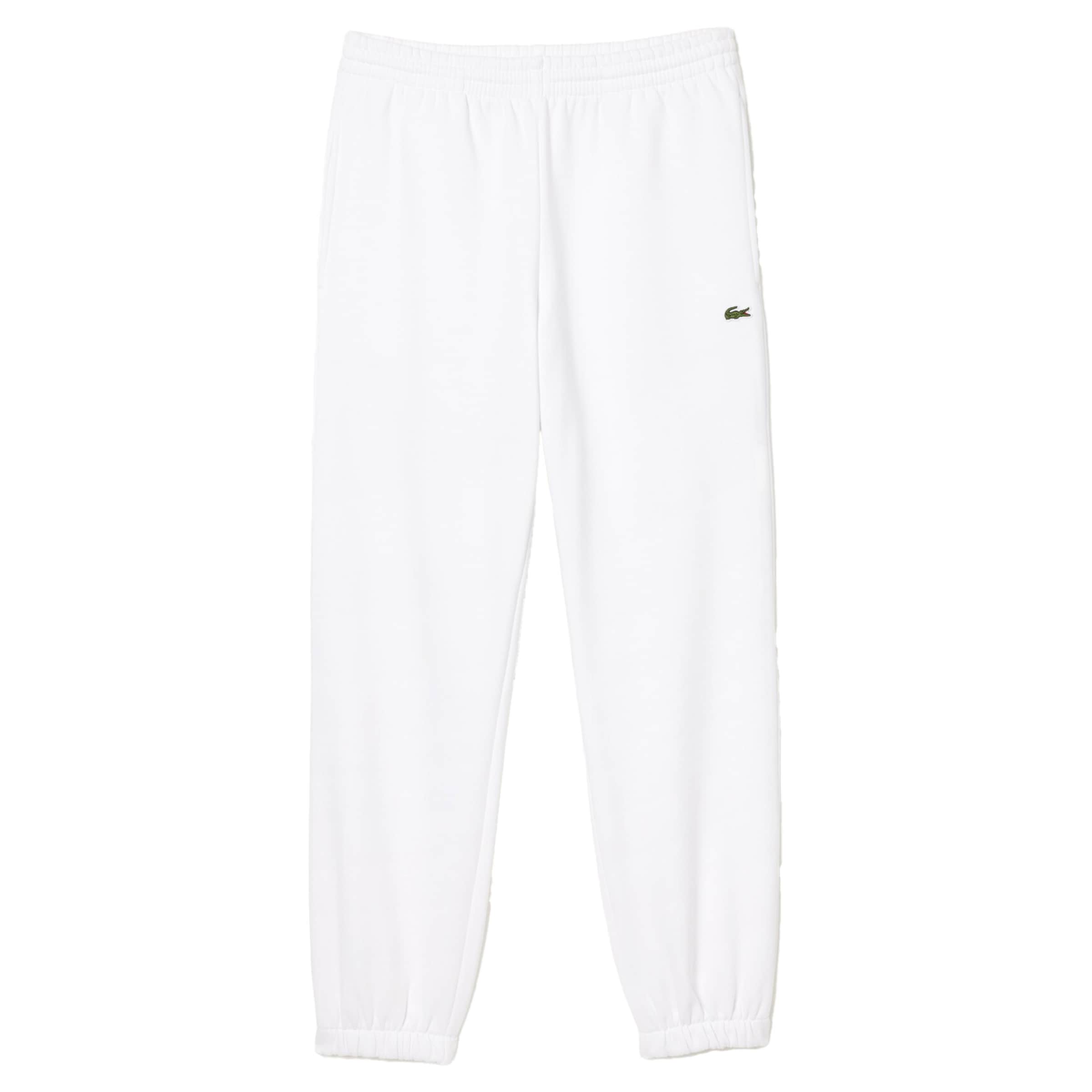 LACOSTE Tapered Workout Pants in White: front