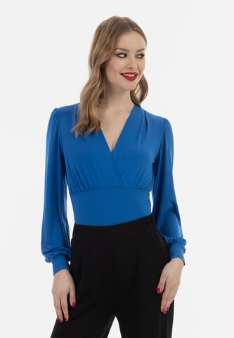 faina Shirt Bodysuit in Blue: front