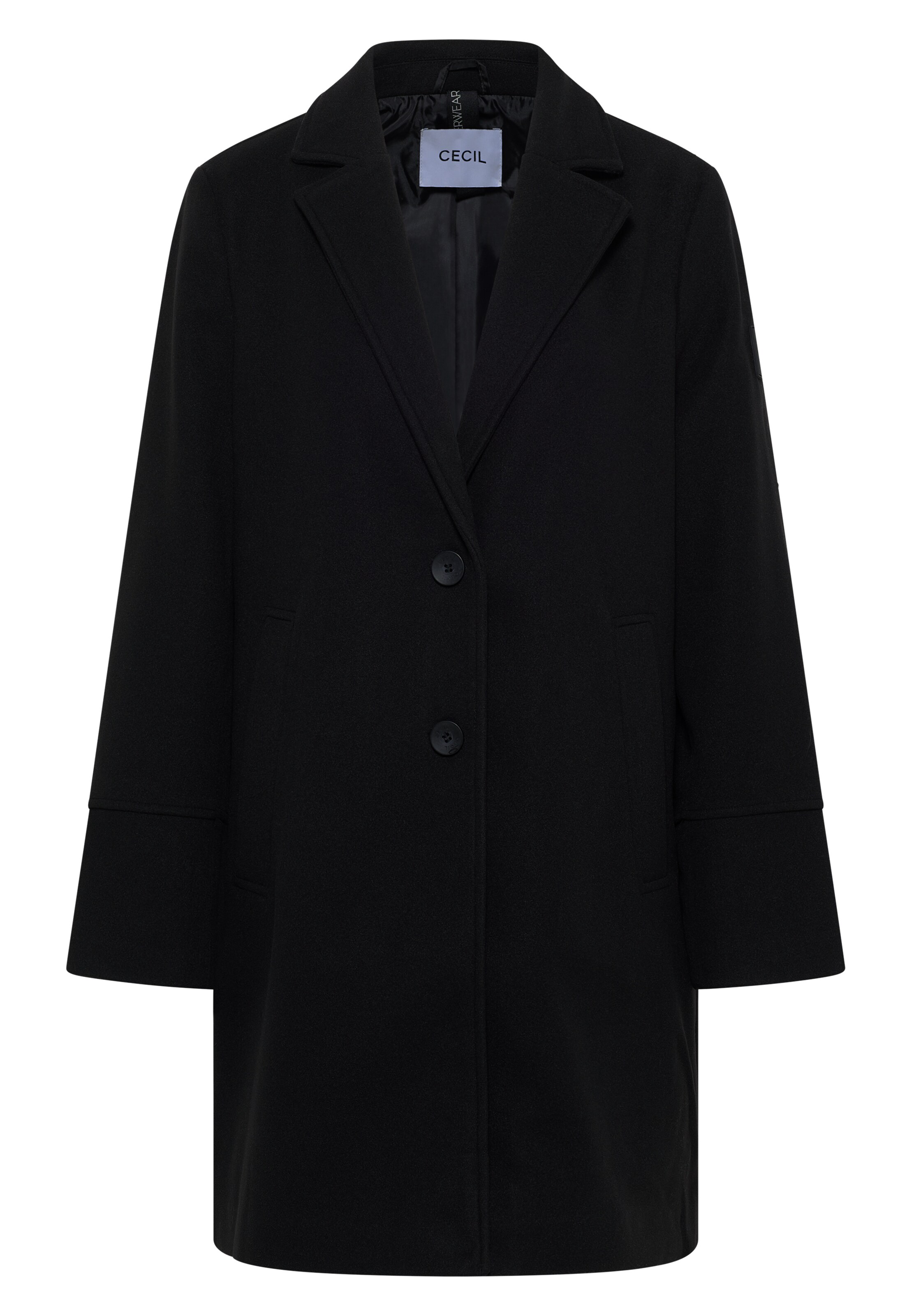 CECIL Between-Seasons Coat in Black: front