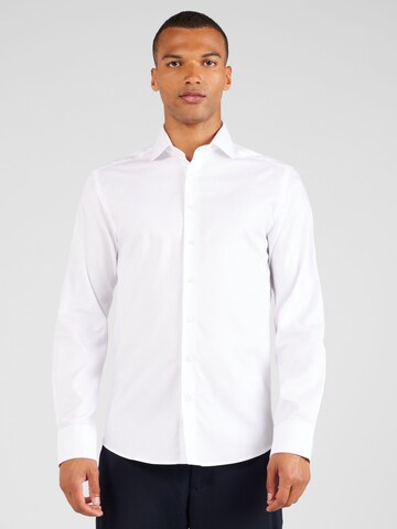 Bruun & Stengade - Ajuste estrecho Camisa 'Pavarotti' en blanco: frente