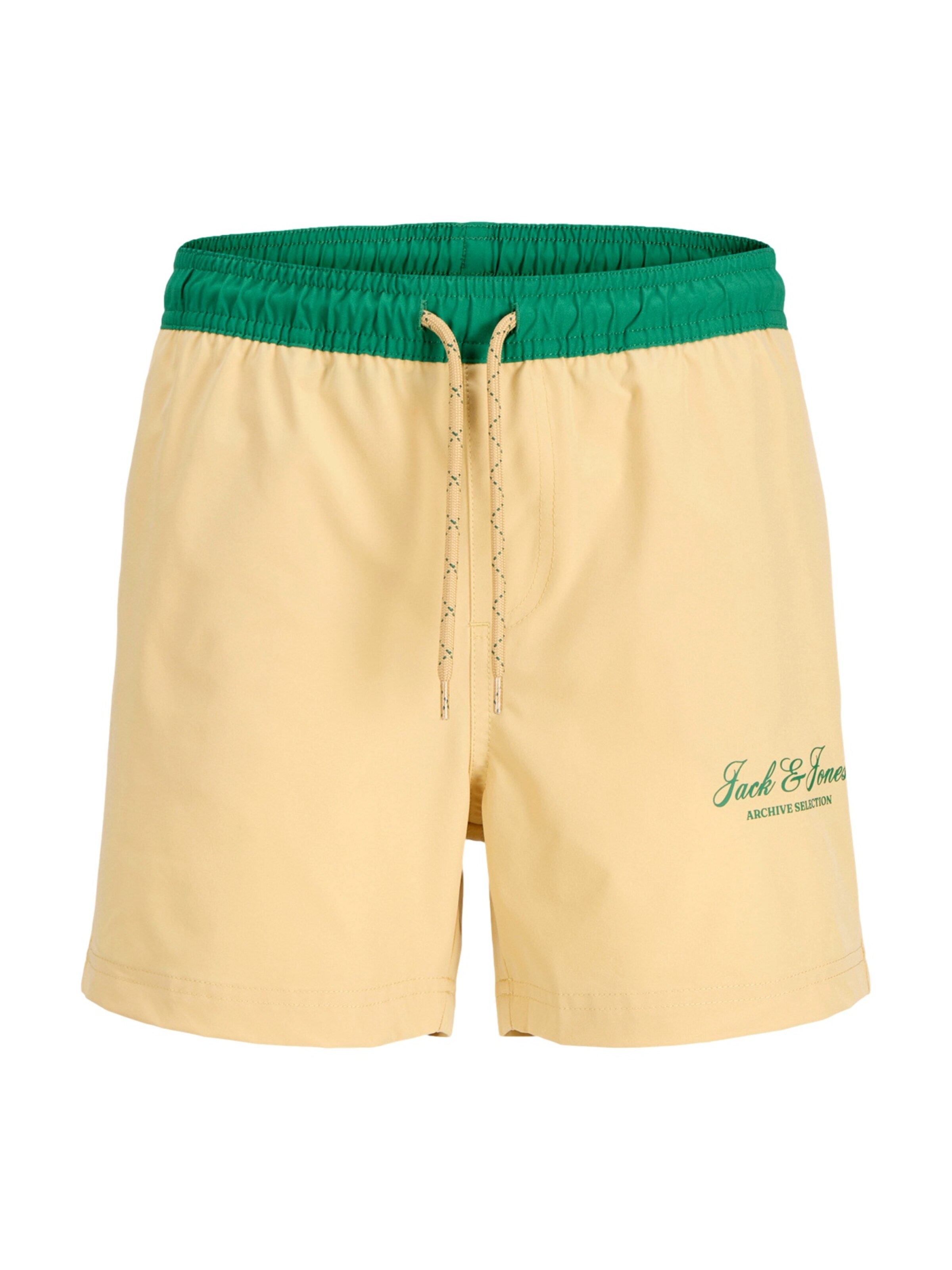 Jack & Jones Junior Badeshorts 'Maui Archive' in Gelb: Vorderseite
