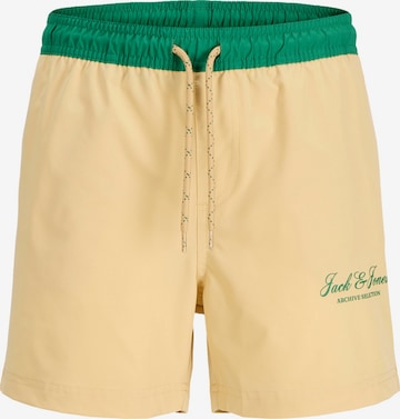 Jack & Jones Junior Badeshorts 'Maui Archive' in Gelb: Vorderseite