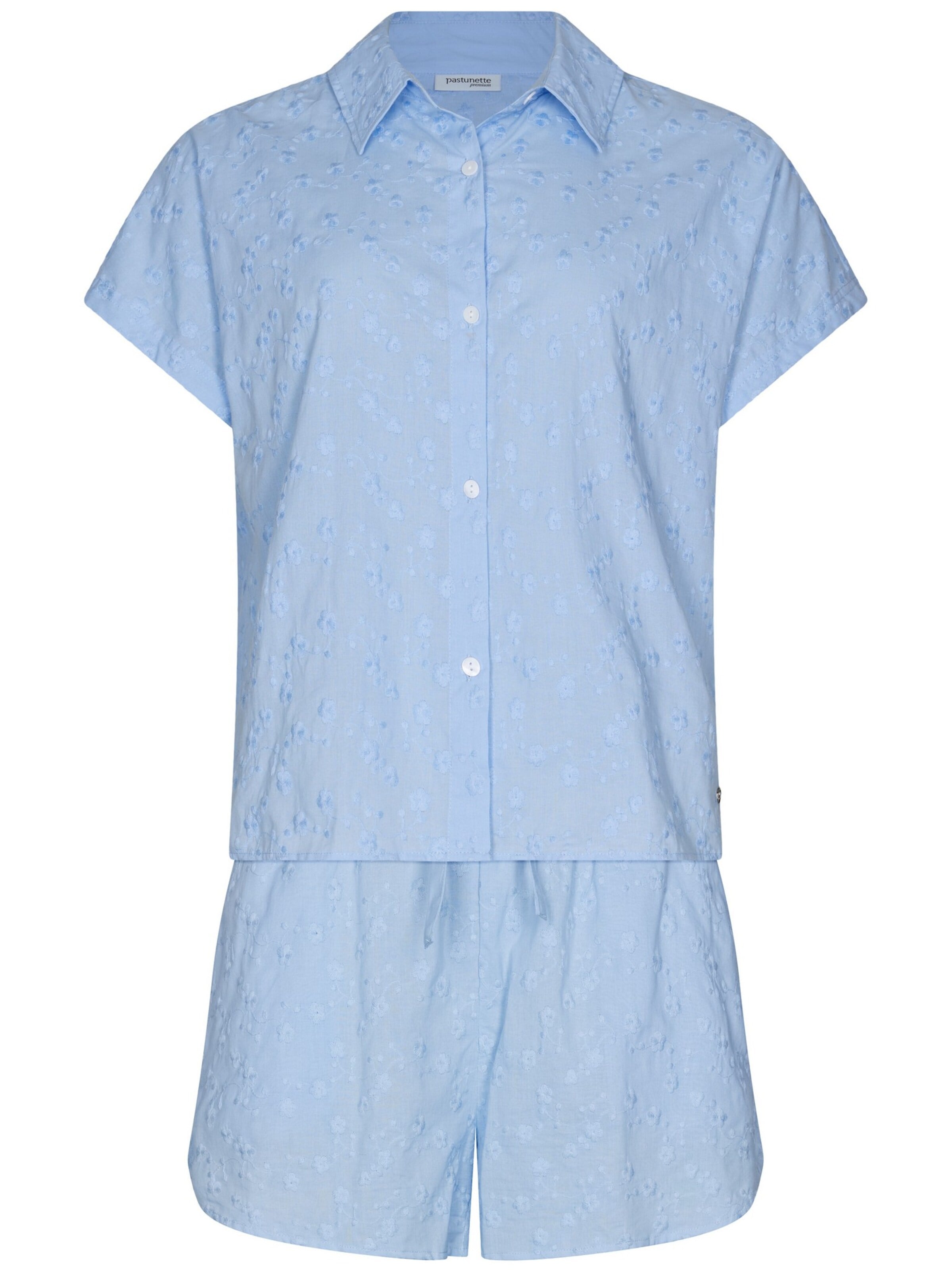 Pastunette Pyjama 'Shortama full button'‌‌‌ in Blau: Vorderseite