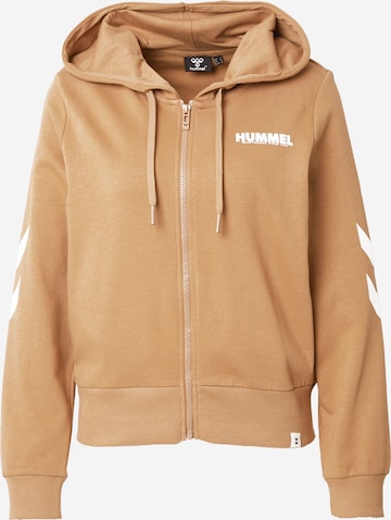 Hummel - Sudadera con cremallera deportiva 'Legacy' en beige: frente