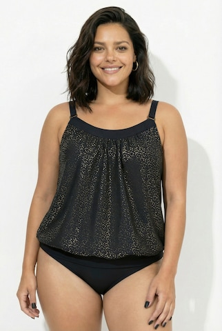 Ulla Popken Bralette Tankini in Black: front