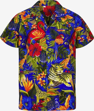 King Kameha Shirt 'Jungle' in Blue: front