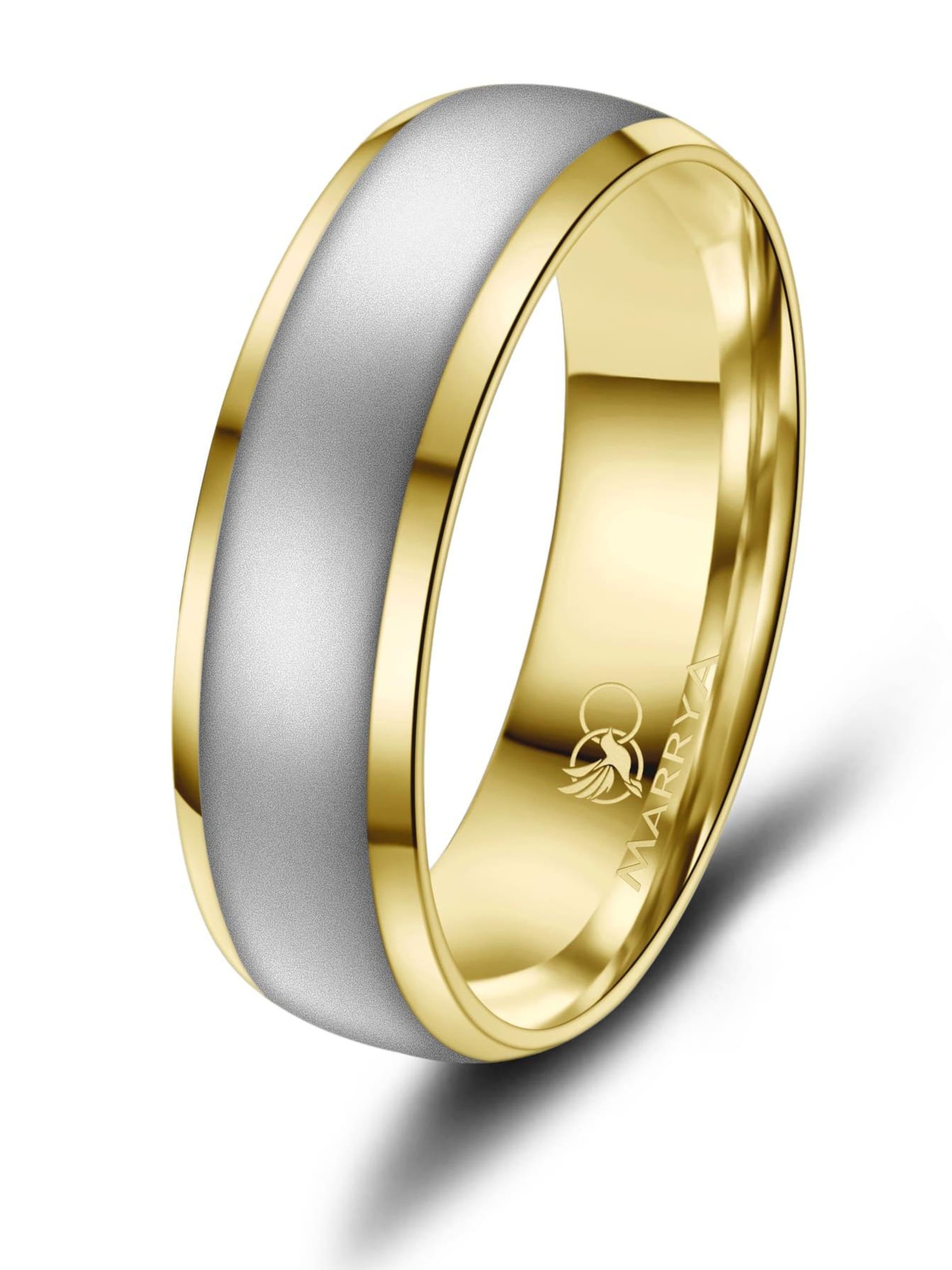 MARRYA Ring 'MARRYA ES-14 Eheringe aus Edelstahl - Silberfarben & Goldfarben' in Yellow: front