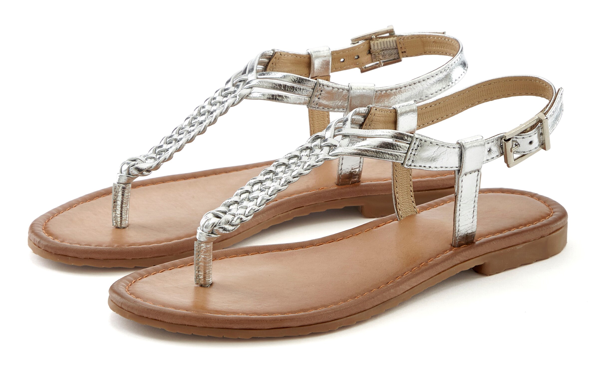 VIVANCE T-Bar Sandals in Silver