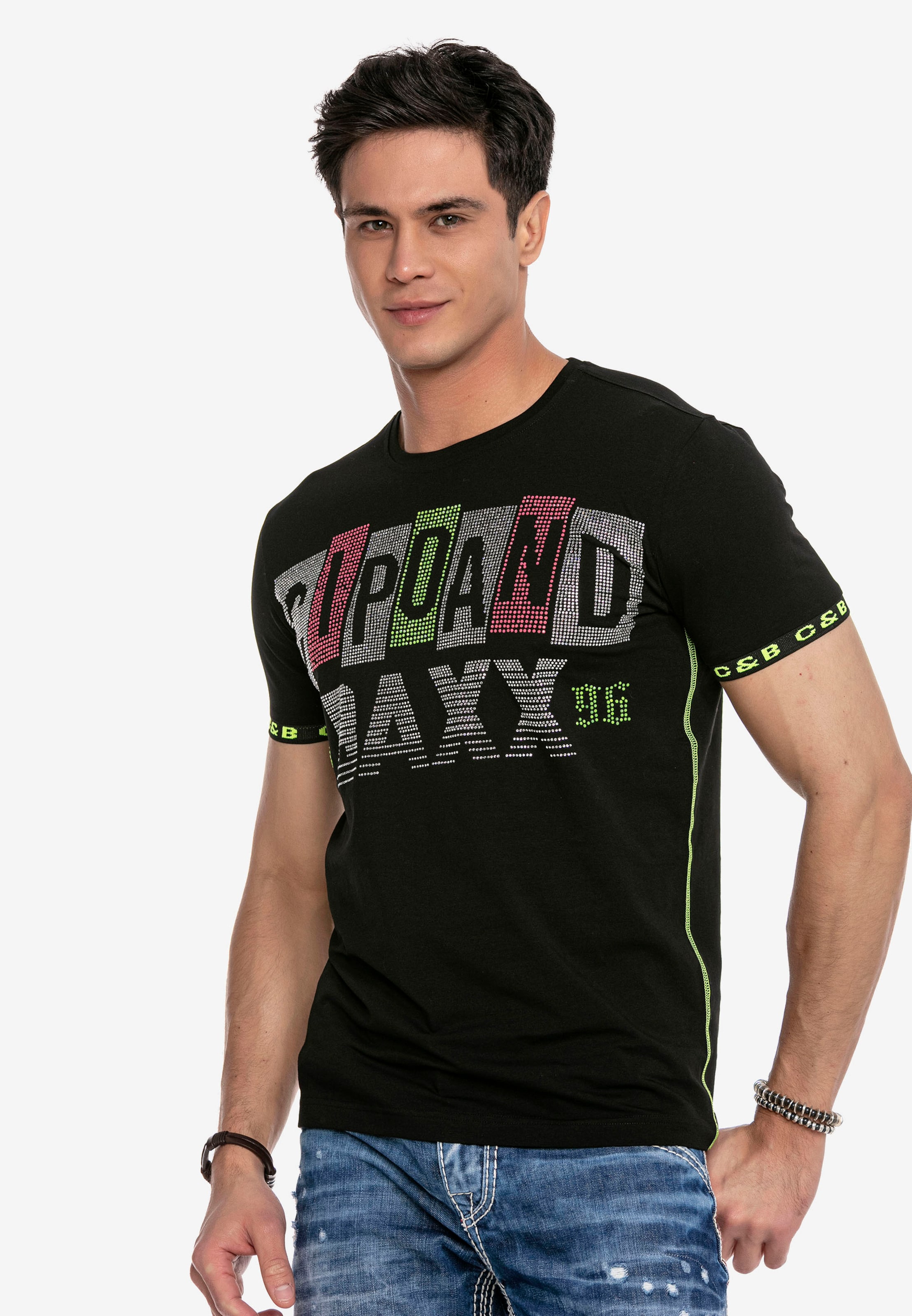 Männer Shirts CIPO & BAXX T-Shirt in Schwarz - QG09059