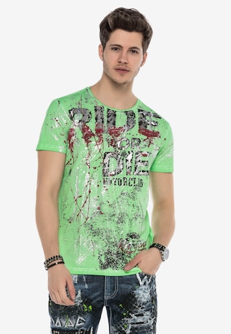 CIPO & BAXX T-Shirt ROAD RACER mit Splatter Print in Grün: predná strana