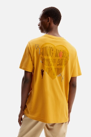 Desigual Тениска 'Web Heart' в жълто