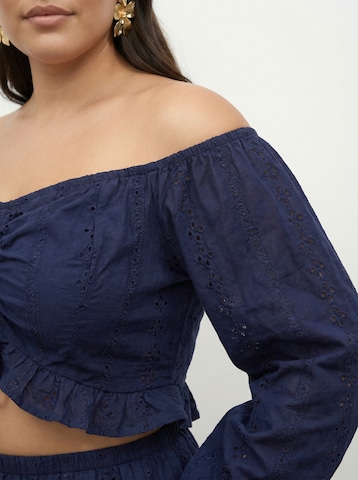 CITA MAASS Overdel 'Broderie Anglaise' i blå