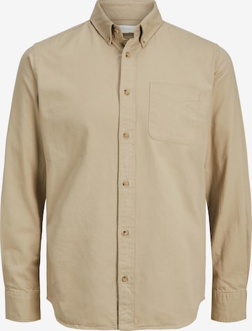 JACK & JONES Button Up Shirt 'BROOK' in Brown: front