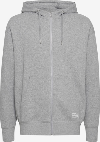 !Solid Zip-Up Hoodie in Grey: front